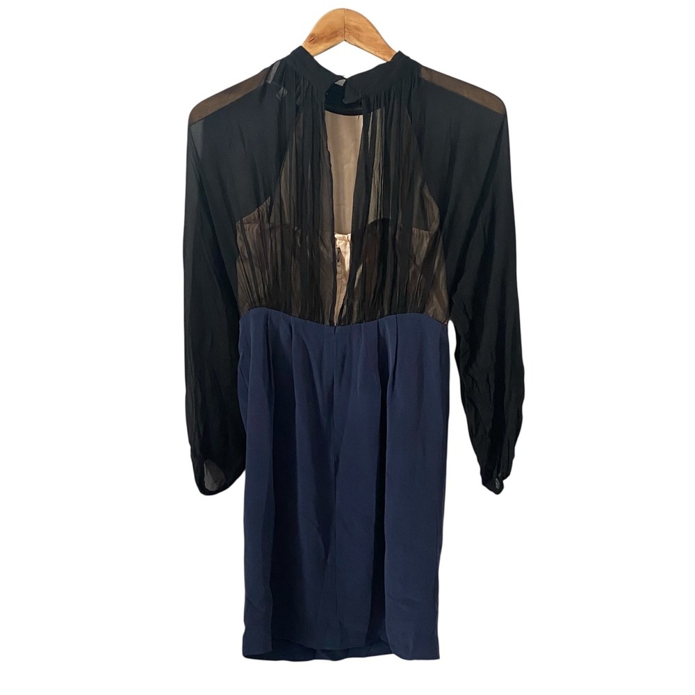 3.1 Phillip Lim 100% Silk Lace Any Event Colorblock Dress‎ Navy Rust Black Size4 - Picture 2 of 7